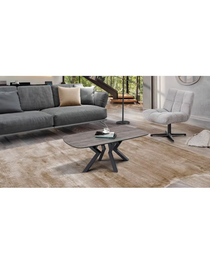 Table de salon tonneau Kansas céramique 100 x 60 cm  céramique gris nuance - 1 