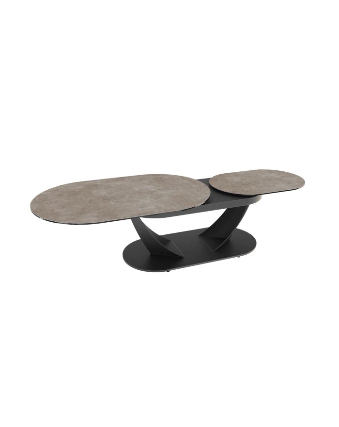 Table basse céramique plateaux ovales pivotants Kass acier avec roulettes - 2