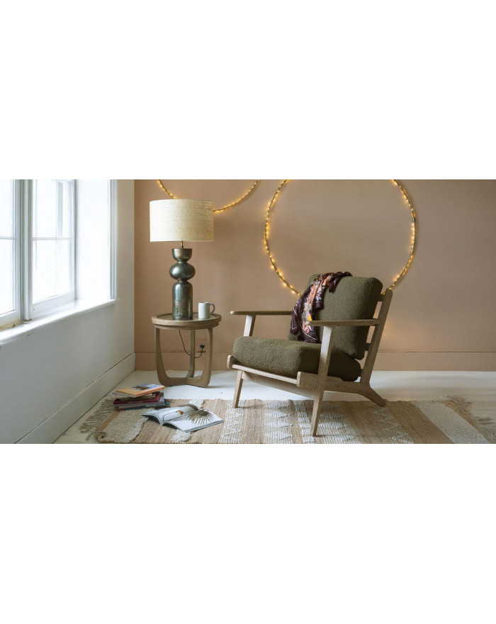 Bout de canapé rond en chêne et verre Maxton