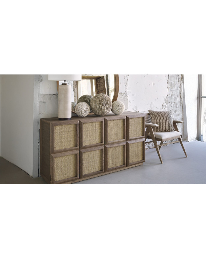 Buffet Ema en chêne et cannage rotin