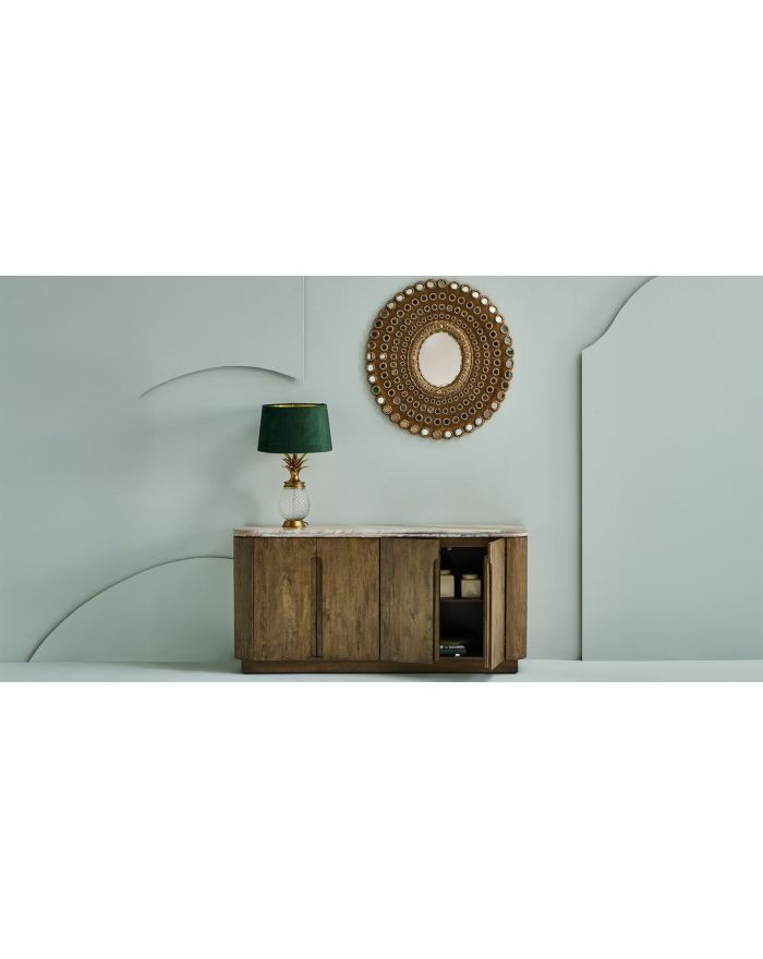 Buffet en bois massif et plateau en marbre - 7