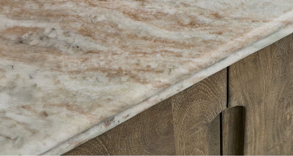 Meuble TV design bois et marbre Buren