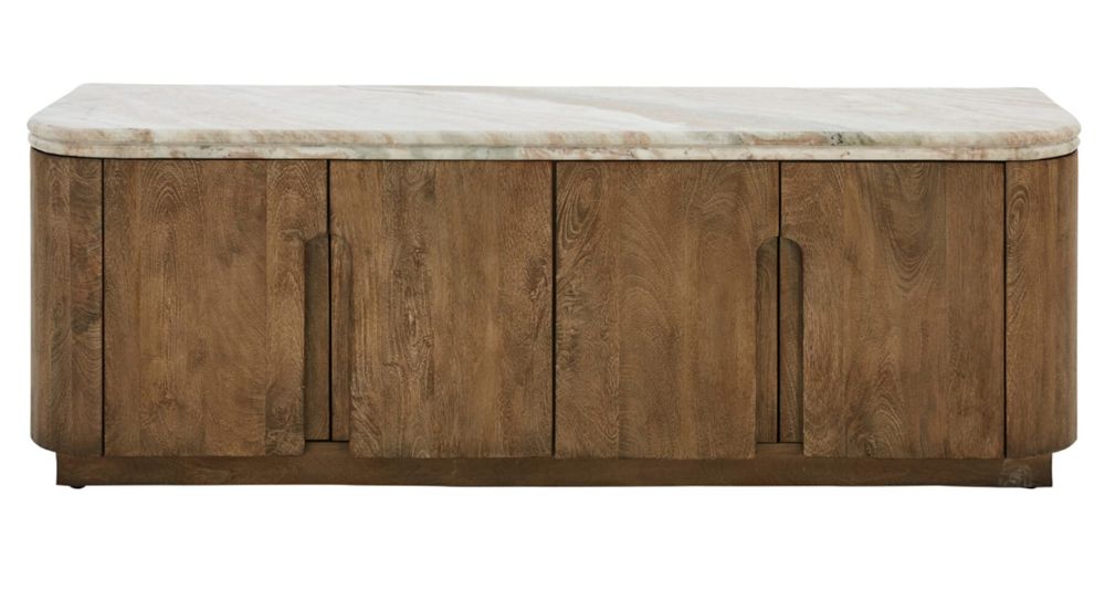 Meuble TV design bois et marbre Buren