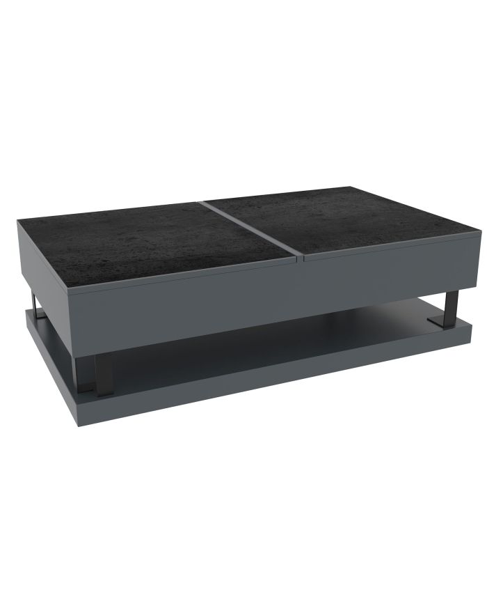 Table basse relevable 2 plateaux Hambourg gris foncé - 1