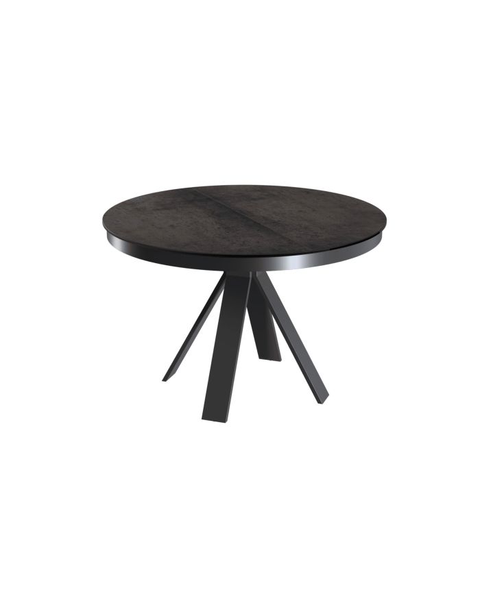 Table ronde céramique extensible​ Cassandre - acier - diamètre 110 cm