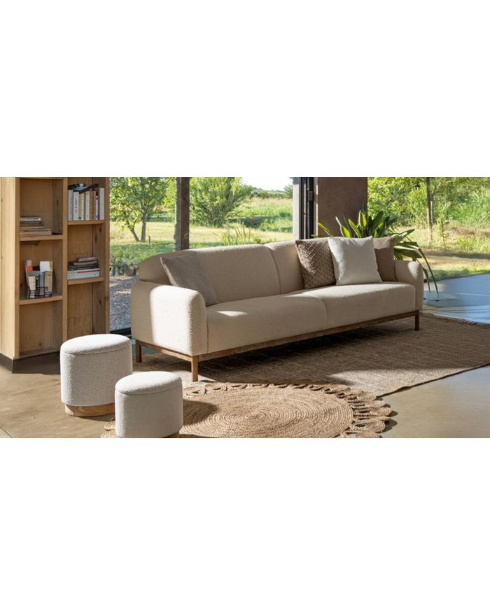 Canapé 3 places en tissus bouclé crème Détroit - 6