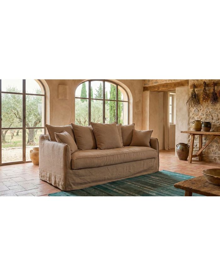 Canapé lin en plumes d'oie en livraison rapide Cap Ferret