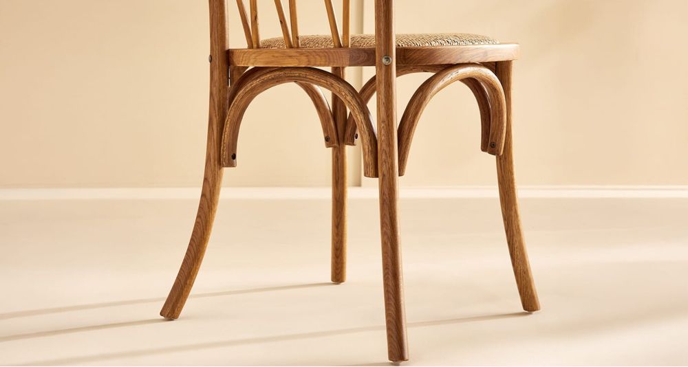 Lot 2 chaises en chêne et assise rotin Adèle