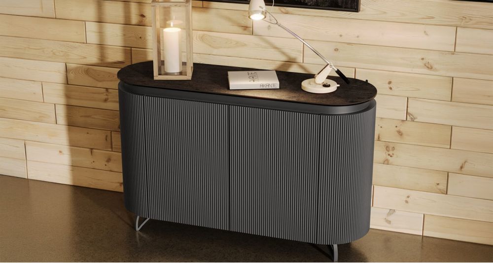 Buffet bois cannelé et céramique Columbus