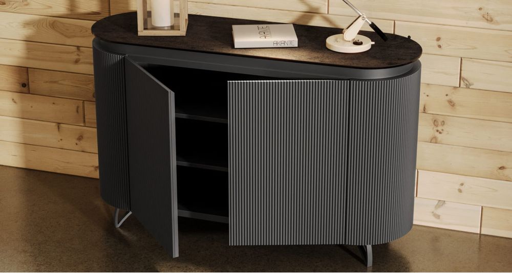 Buffet bois cannelé et céramique Columbus