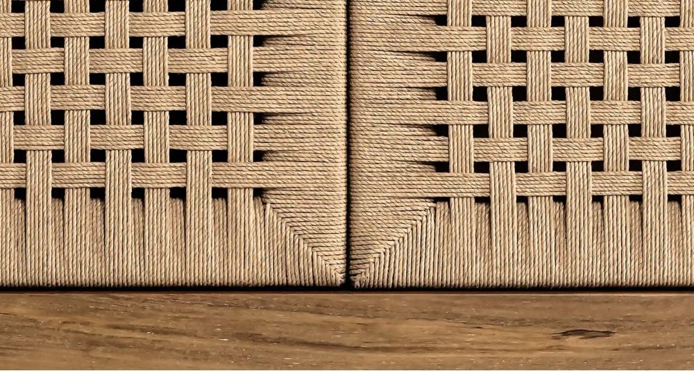 Vitrine en teck recyclé et portes en cordes Cora