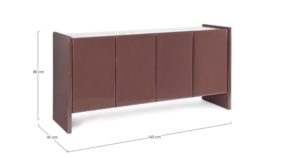 Buffet 4 portes couleur brique brillante Otilia