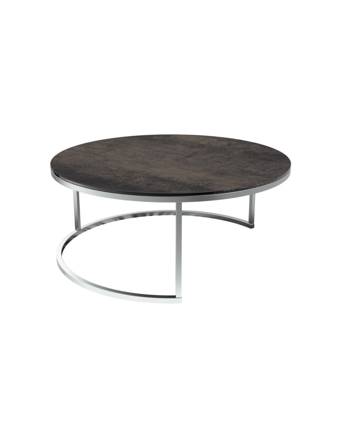 Table basse ronde en céramique Piazza - 90x38 cm - Acier - Inoxydable - 1