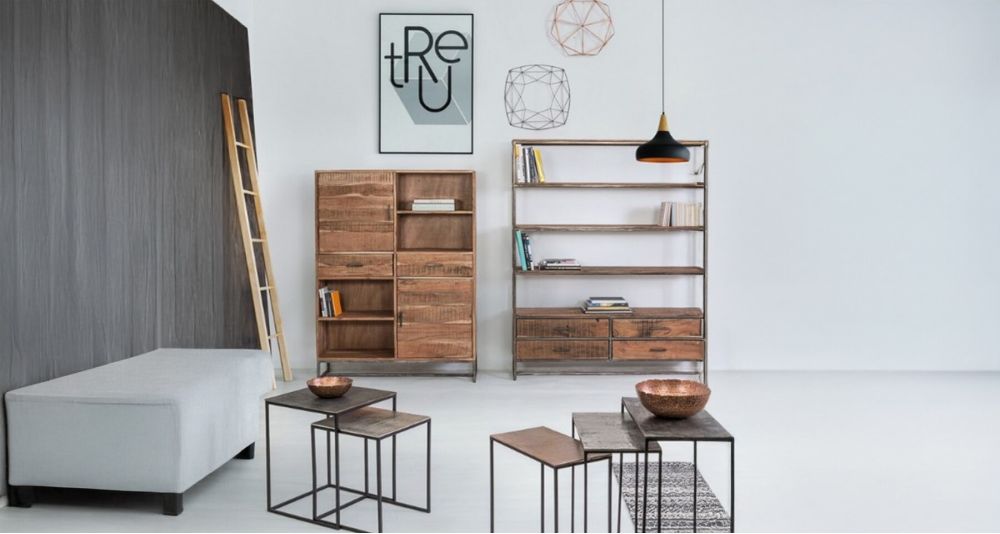 Etagère 4 niveaux en bois et métal Elmer