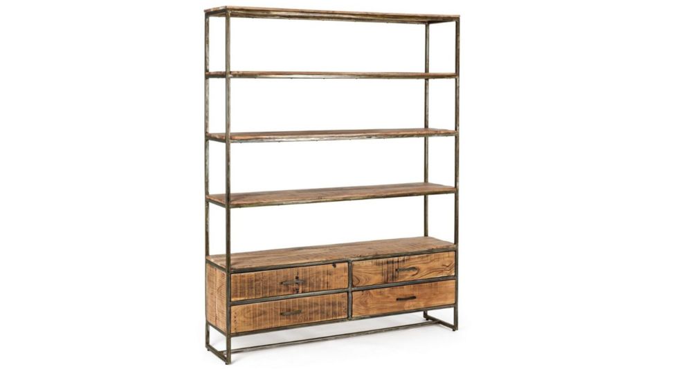 Etagère 4 niveaux en bois et métal Elmer