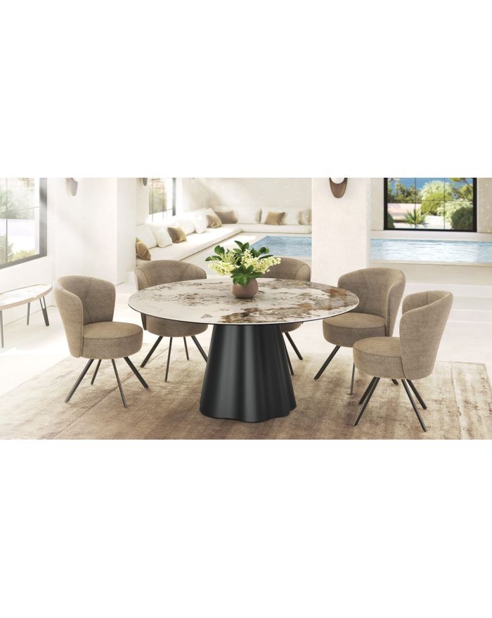 Table repas Paola diamètre 160 cm - Marbre calcatta - 1