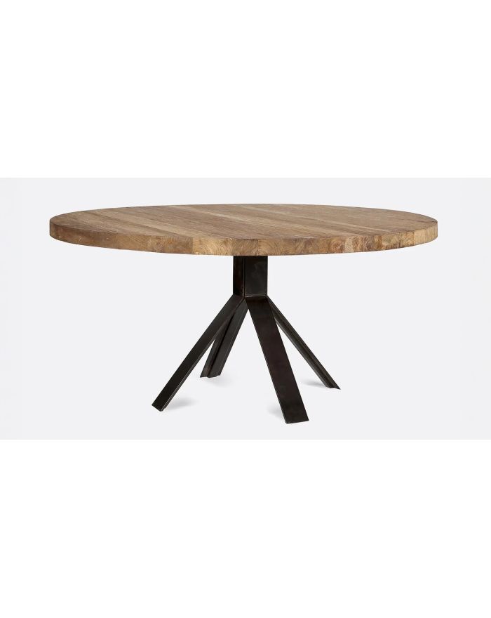 Table ronde en teck recyclé Jati - 130 cm -1