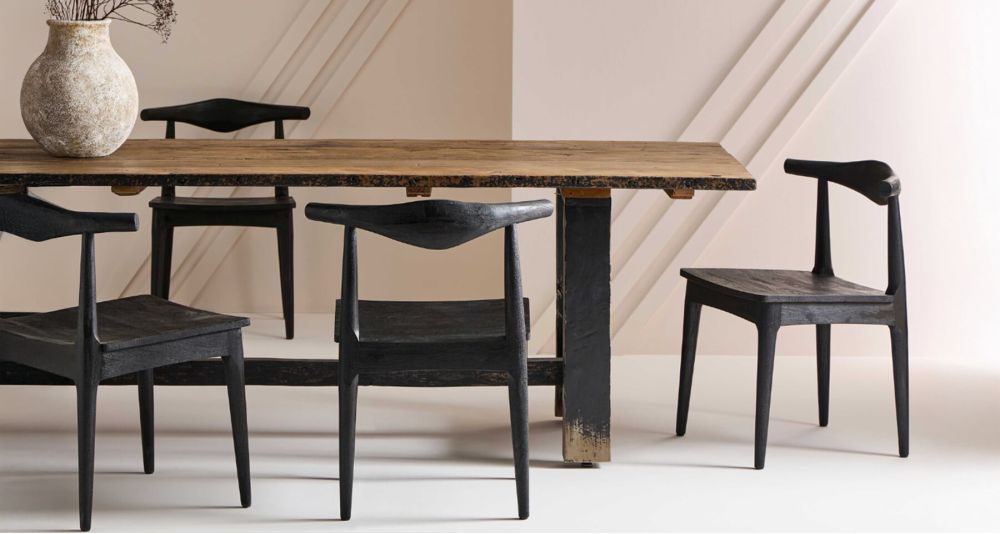 Chaises noires en bois Lucien