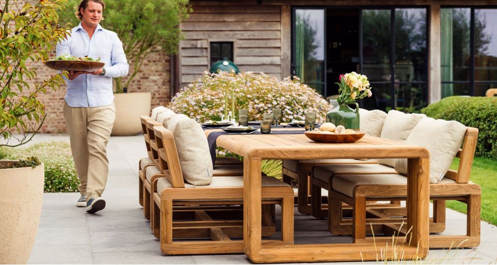 Table repas basse en teck recyclé Susan