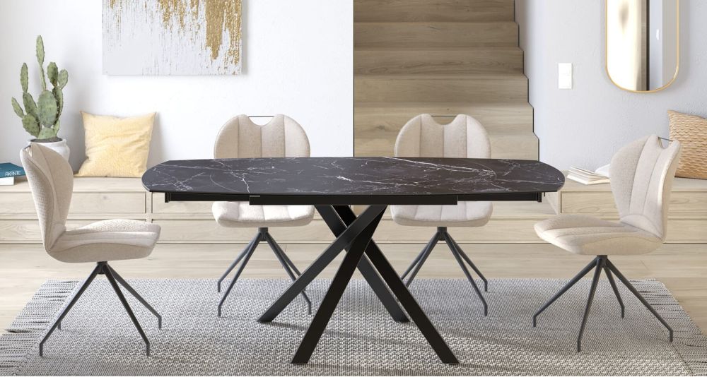 Lot 2 chaises pivotantes design avec coque matelassée New York