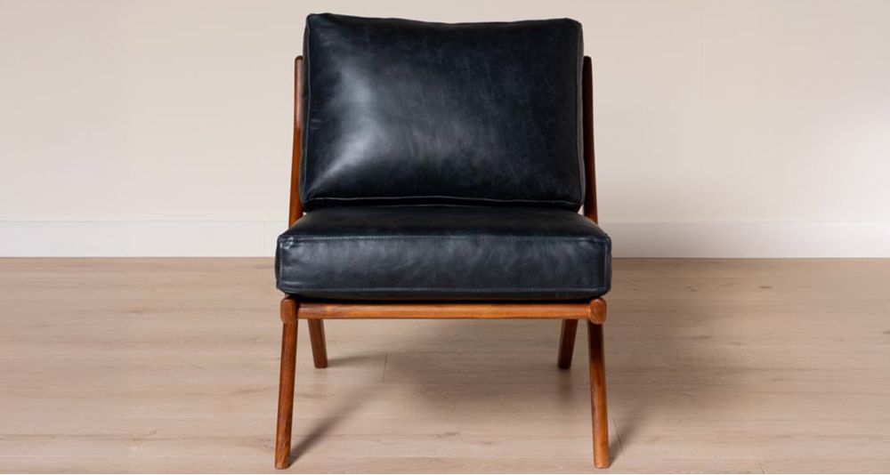 Fauteuil cuir noir vintage Marnet