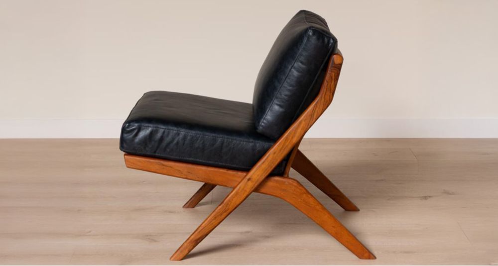 Fauteuil cuir noir vintage Marnet