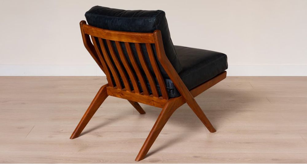 Fauteuil cuir noir vintage Marnet