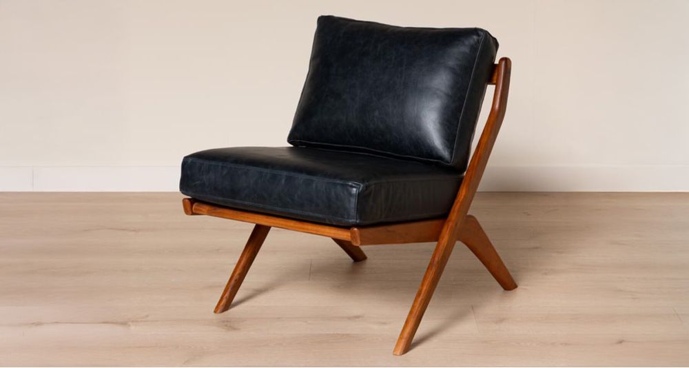 Fauteuil cuir noir vintage Marnet
