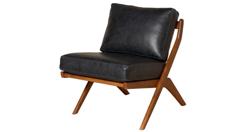 Fauteuil cuir noir vintage Marnet