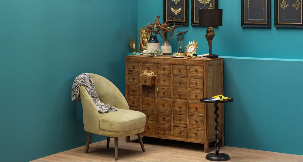 Commode 30 tiroirs acajou marron Mercerie