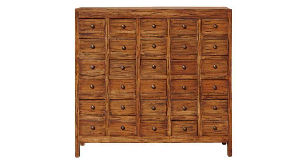 Commode 30 tiroirs acajou marron Mercerie