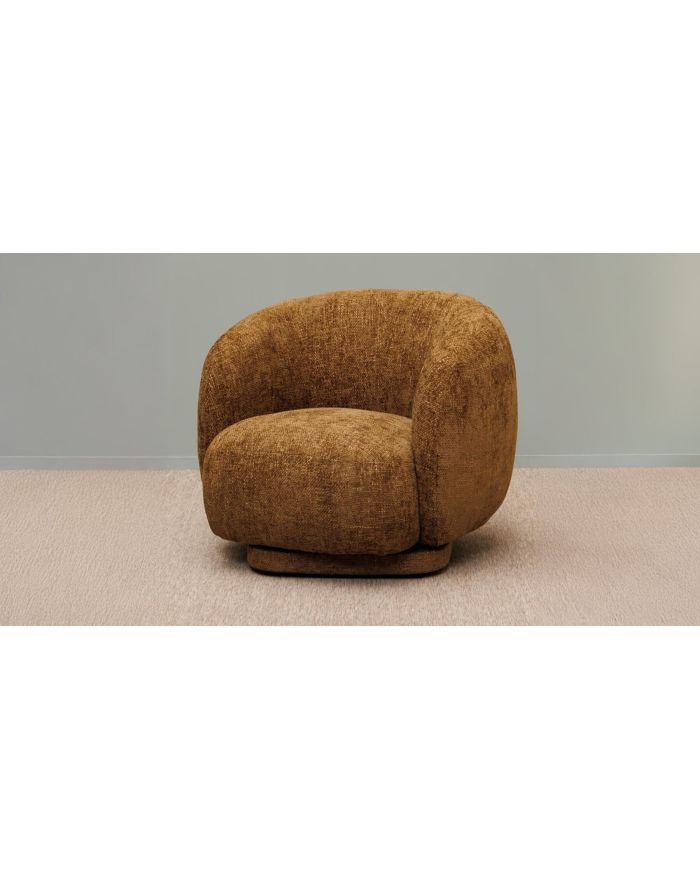 Fauteuil rotatif en tissu Moeraki - Marron - 2