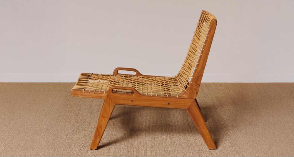 Chaise longue en teck et corde synthétique Glasglow