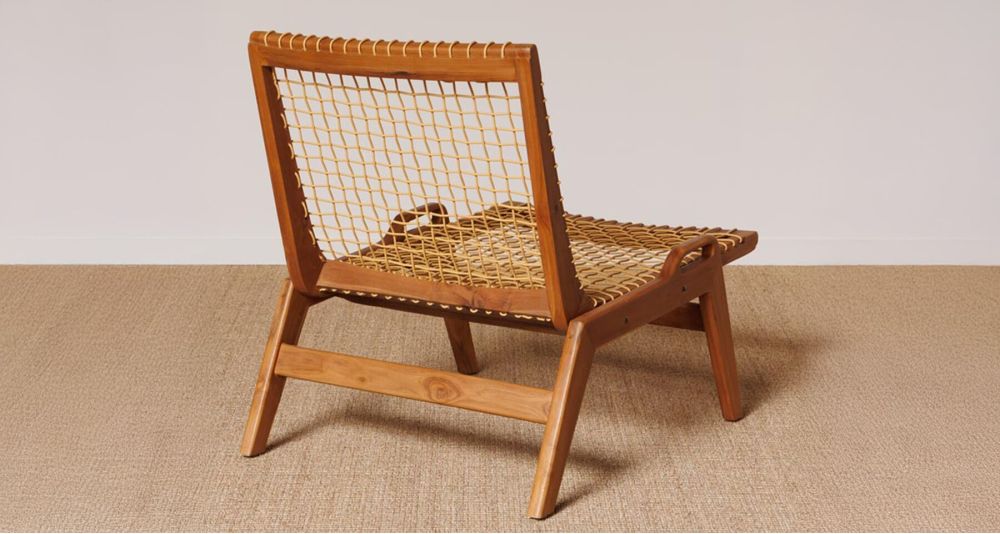 Chaise longue en teck et corde synthétique Glasglow