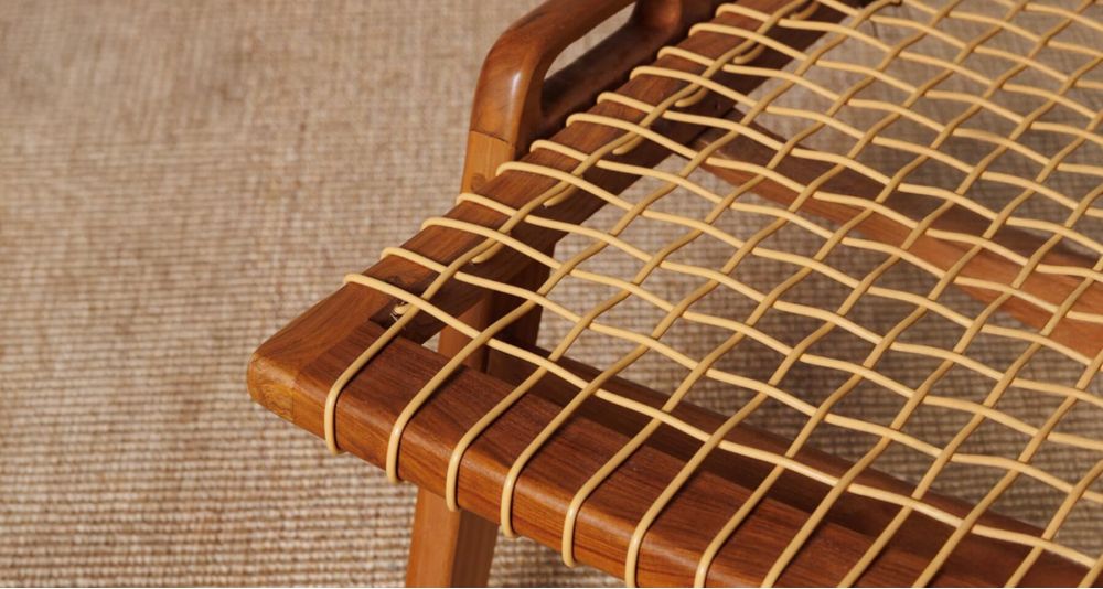Chaise longue en teck et corde synthétique Glasglow
