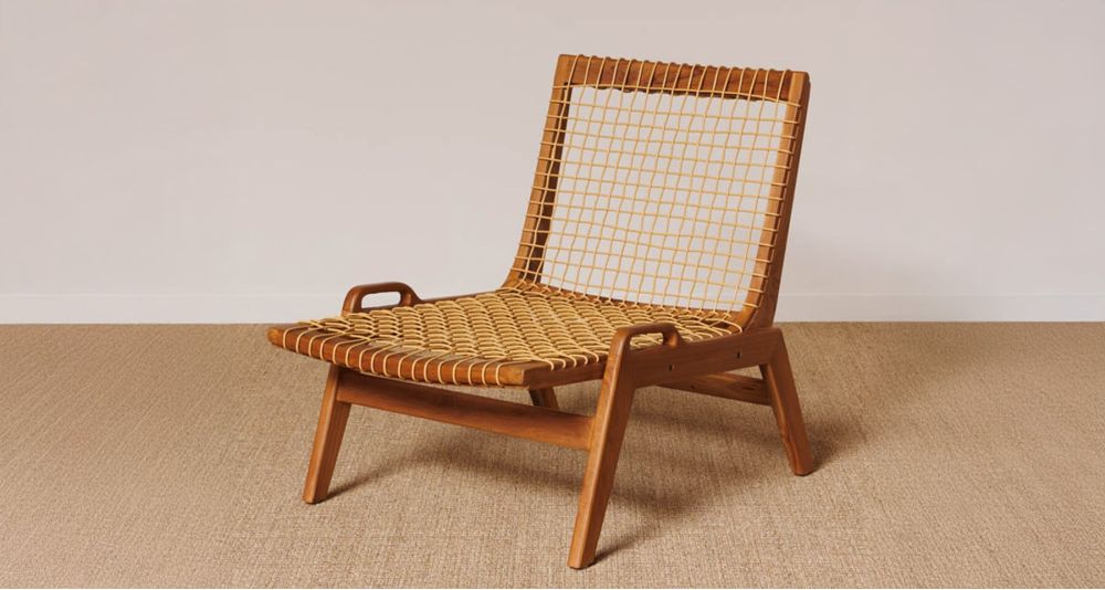 Chaise longue en teck et corde synthétique Glasglow