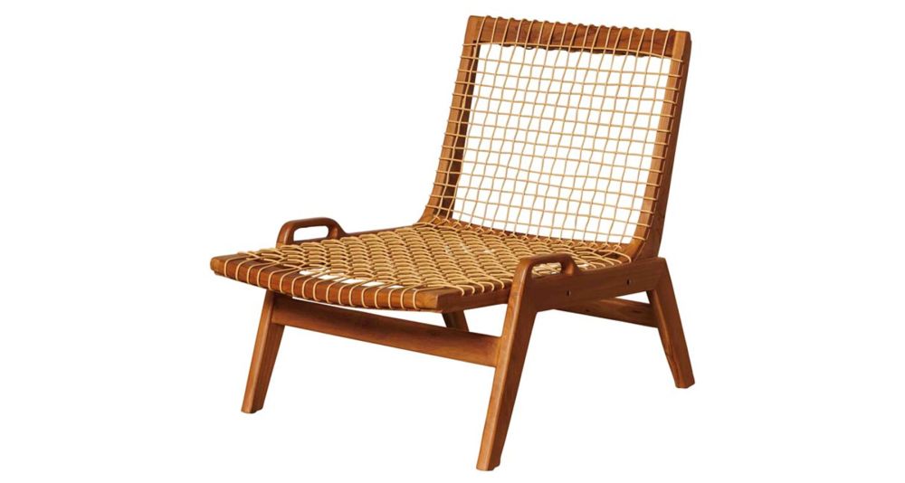 Chaise longue en teck et corde synthétique Glasglow