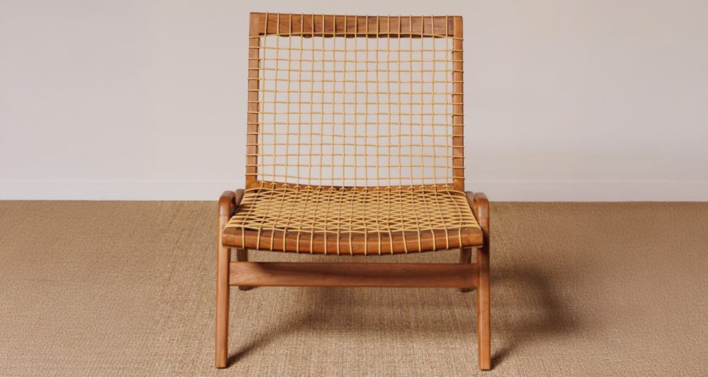 Chaise longue en teck et corde synthétique Glasglow