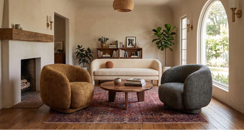  Fauteuil rotatif en tissu Moeraki