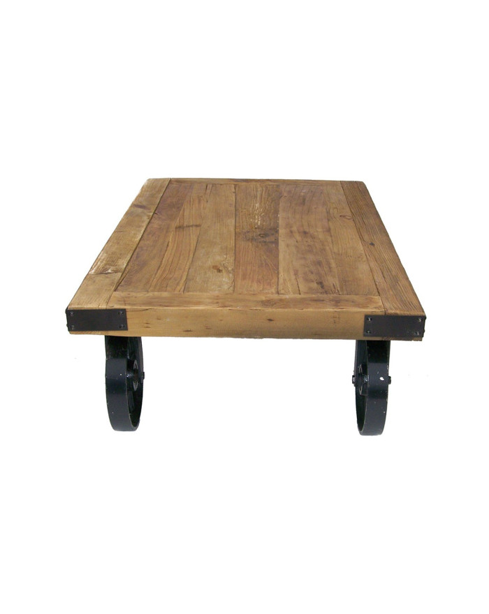 Table basse industrielle à roues Cedre