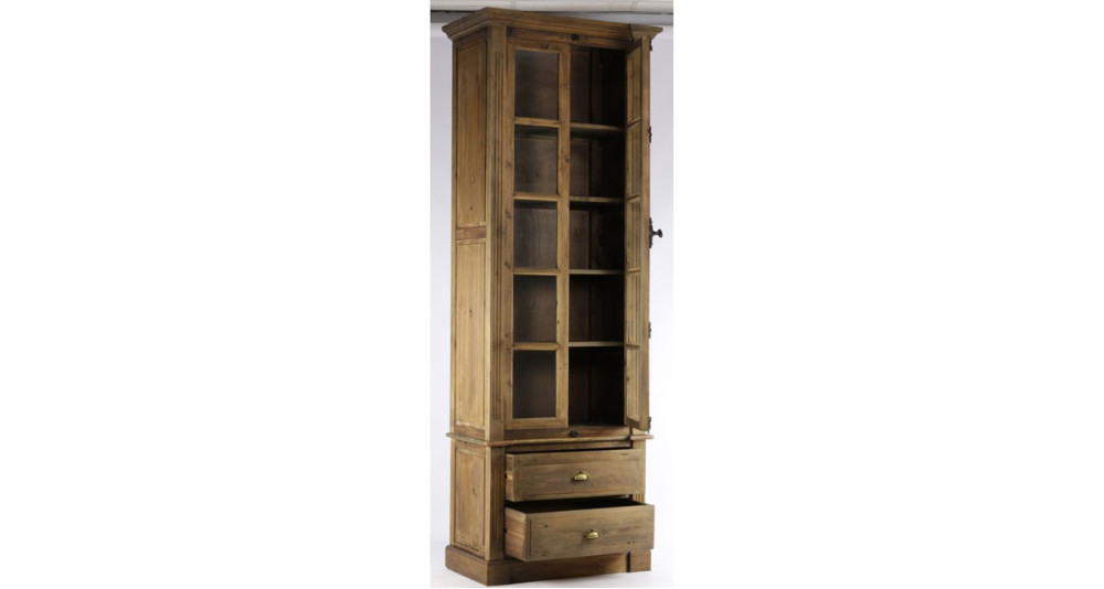 Vitrine 2 portes rustique en pin recyclé St Francis