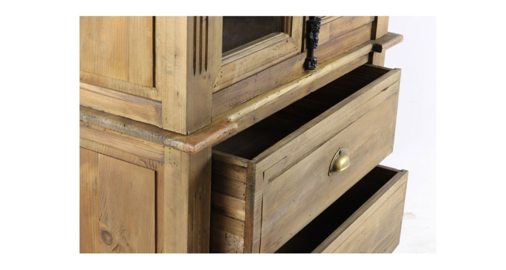 Vitrine 2 portes rustique en pin recyclé St Francis