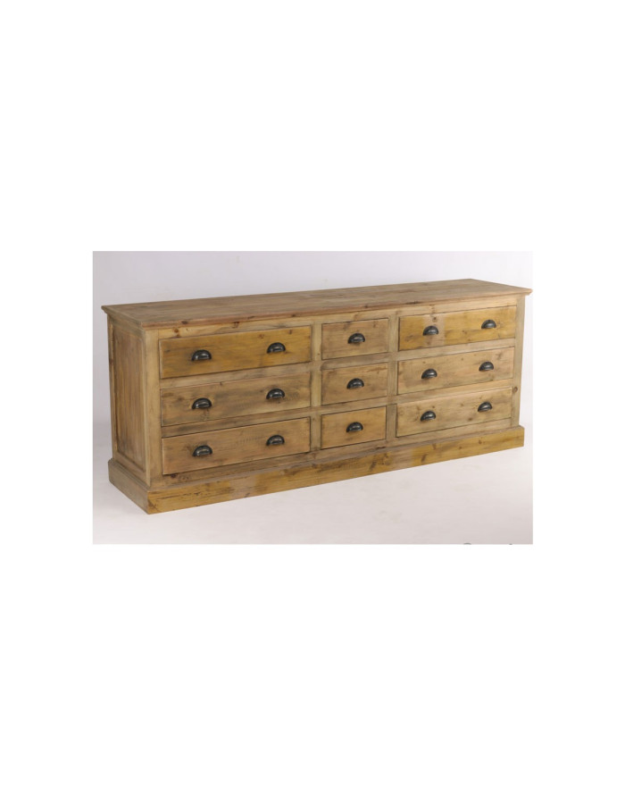 Enfilade 9 tiroirs en vieux pin recyclé Bellshill