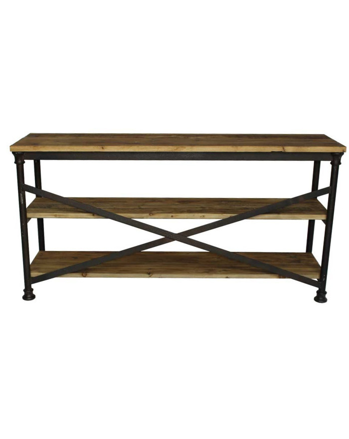 Console 3 plateaux bois et métal Birkhill