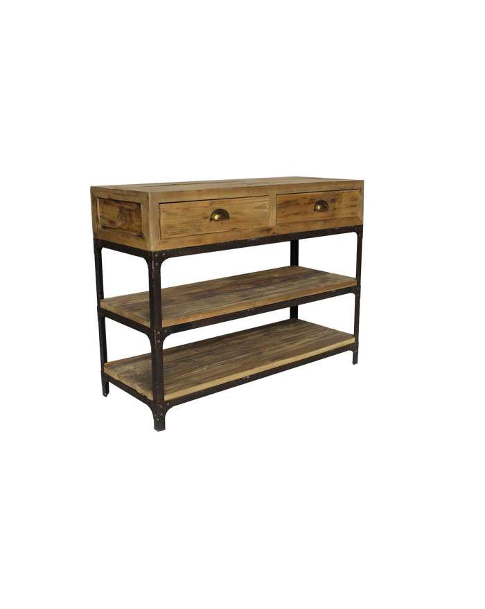 Console vieux pin et fer industrielle Spixworth