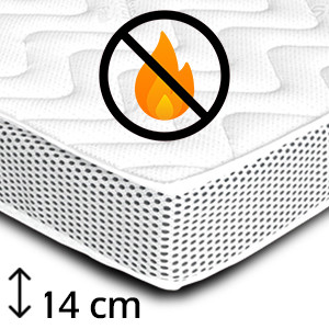 Matelas Airgel 14cm - mousse HR35 kg/m3 & mémoire de forme - confort ferme - accueil moelleux - housse ignifugée M-1