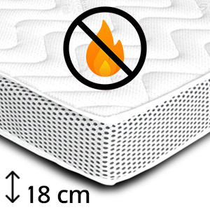 Matelas Airgel 18cm - mousse HR35 kg/m3 & mémoire de forme - confort ferme - accueil moelleux - housse ignifugée M-1