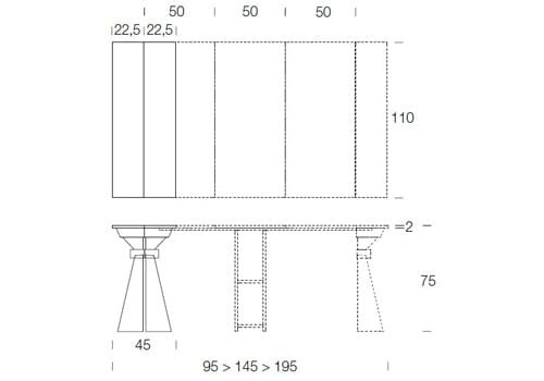 Version classique : Largeur 95 à 195 cm
