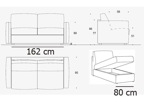 Canapé 3P + méridienne (couchage 140)